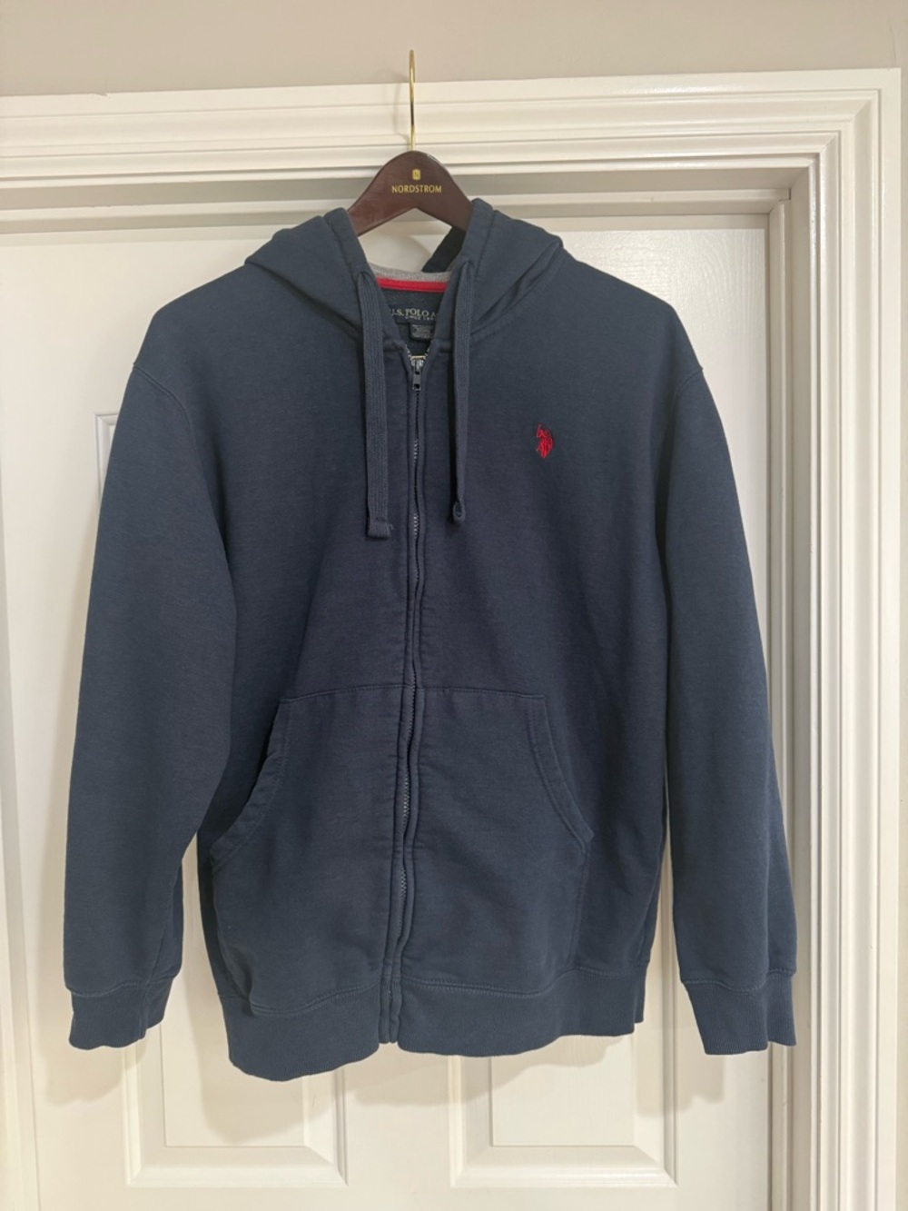 U.S. Polo Assn. Navy Zip-Up Hoodie with Red Logo